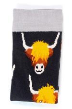 An image of the Smiling Faces Highland Cow Sock