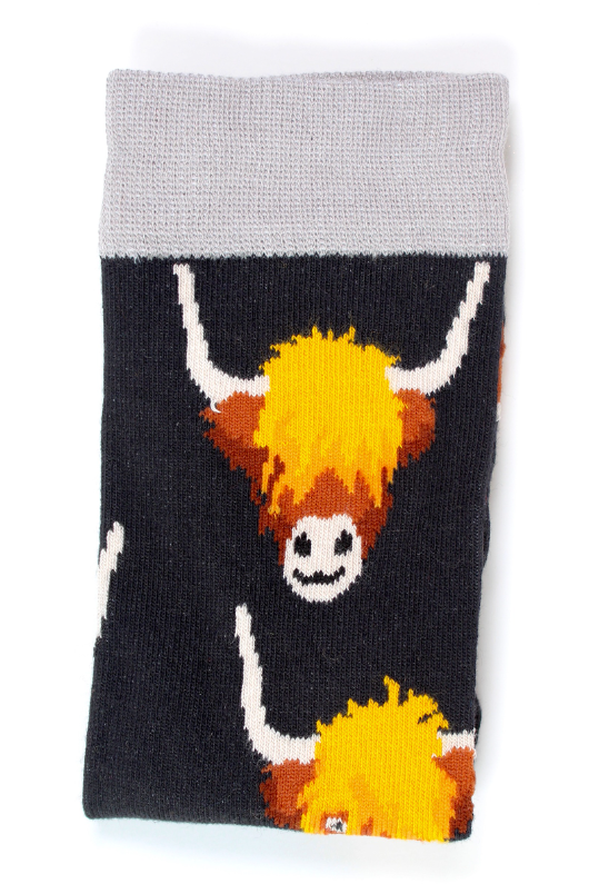 An image of the Smiling Faces Highland Cow Sock