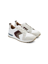 Fairfax & Favor Xandra Trainer White Leather Port/Deep Taupe