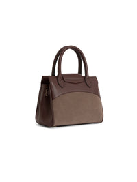 Fairfax & Favor Stockist Exclusive - Mini Windsor Handbag Port and Deep Taupe Suede
