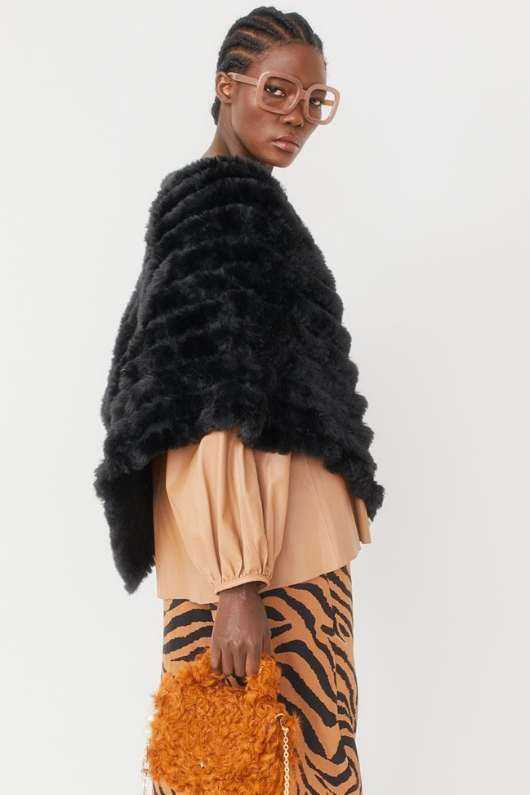 An image of the Jayley Faux Fur Poncho