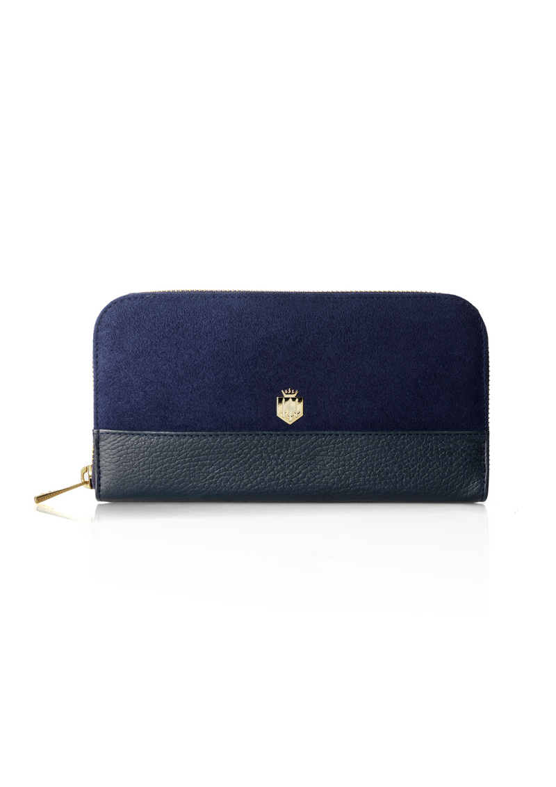 An image of the Fairfax & Favor Salisbury Purse Navy Suede
