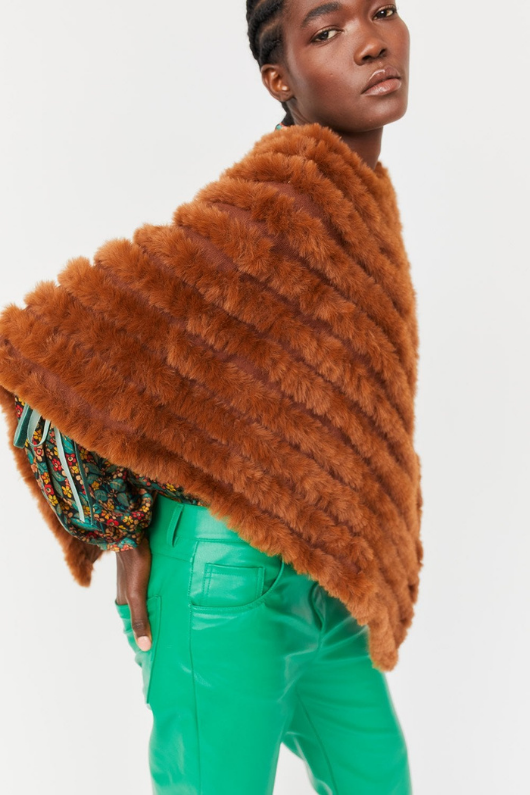 An image of the Jayley Faux Fur Poncho