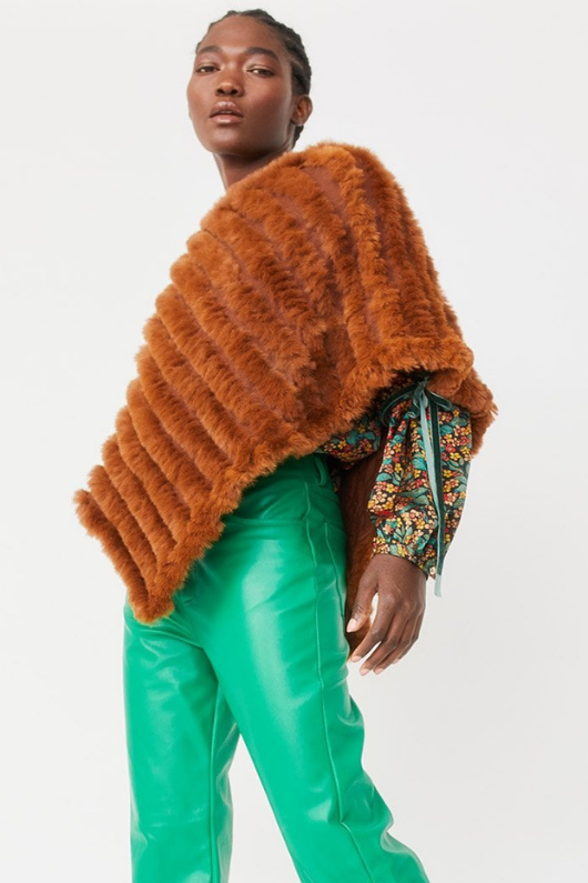 An image of the Jayley Faux Fur Poncho