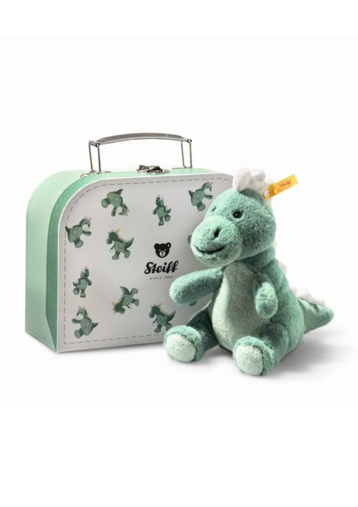 An image of the Steiff Steiff Joshi Baby T-Rex In Suitcase