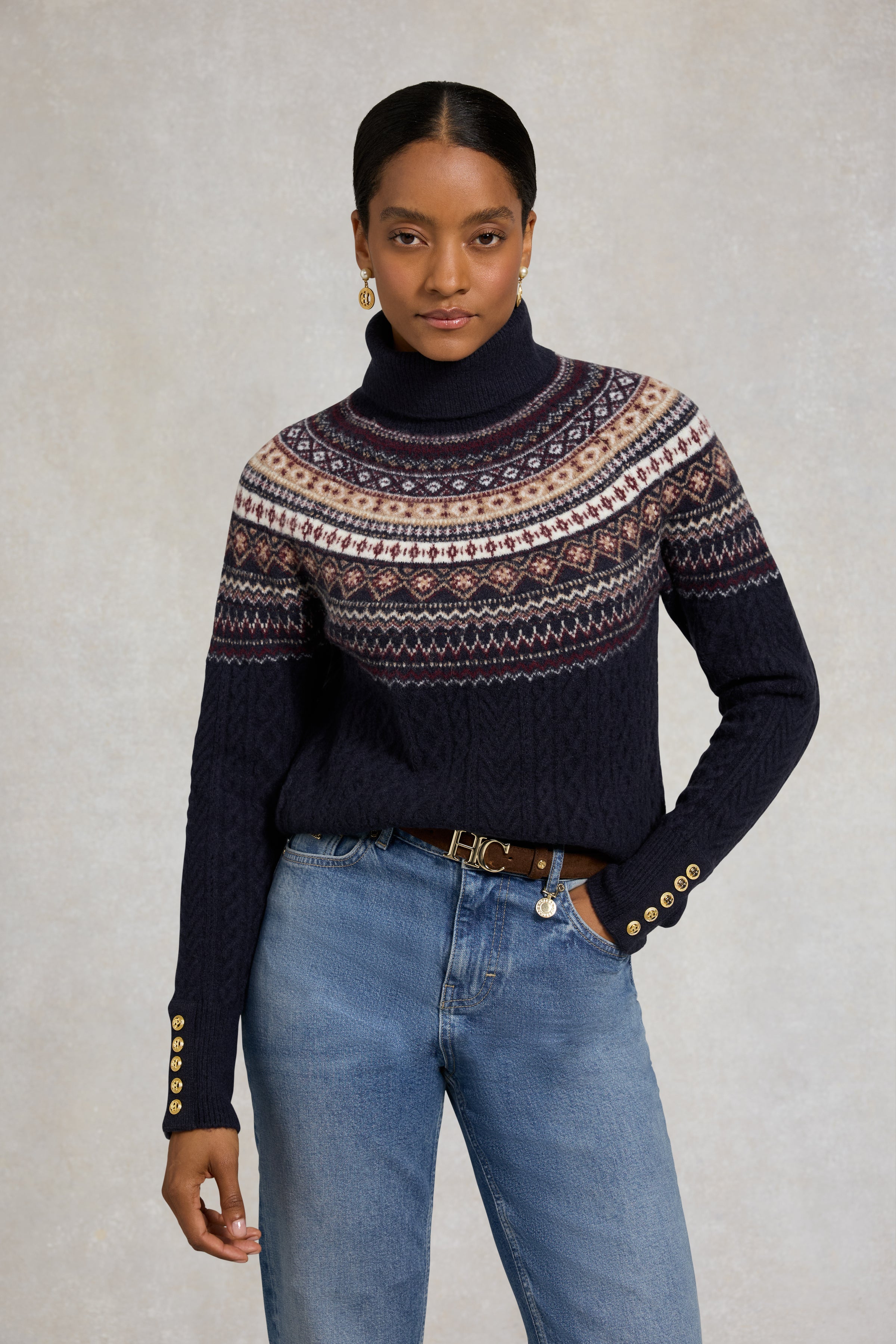 An image of the Holland Cooper Rebecca Roll Neck Knit