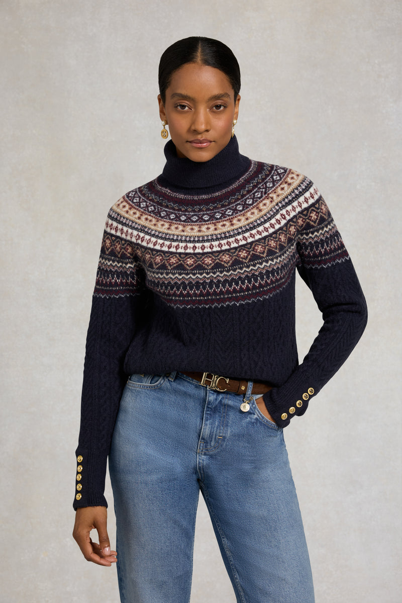 An image of the Holland Cooper Rebecca Roll Neck Knit