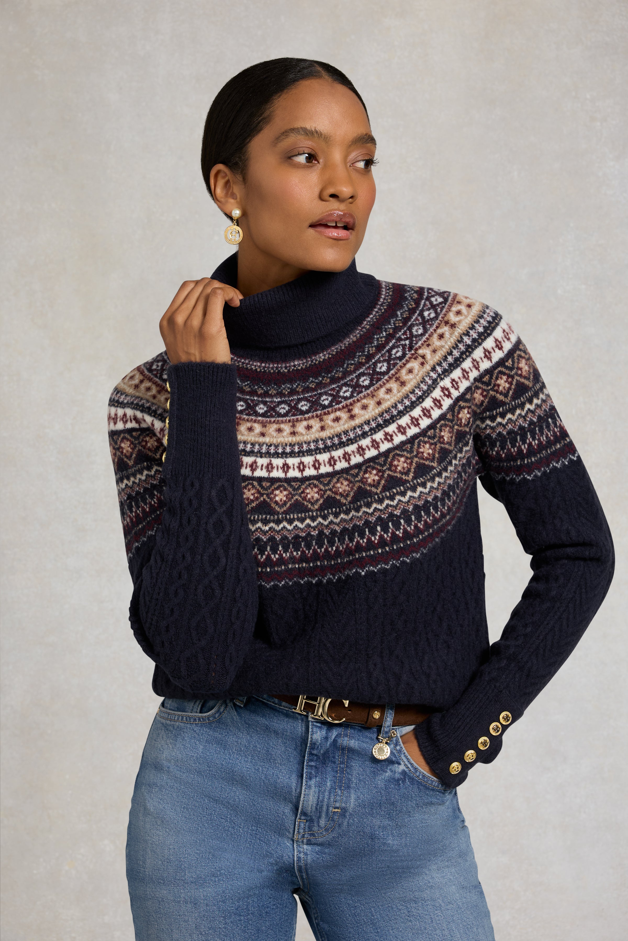 An image of the Holland Cooper Rebecca Roll Neck Knit