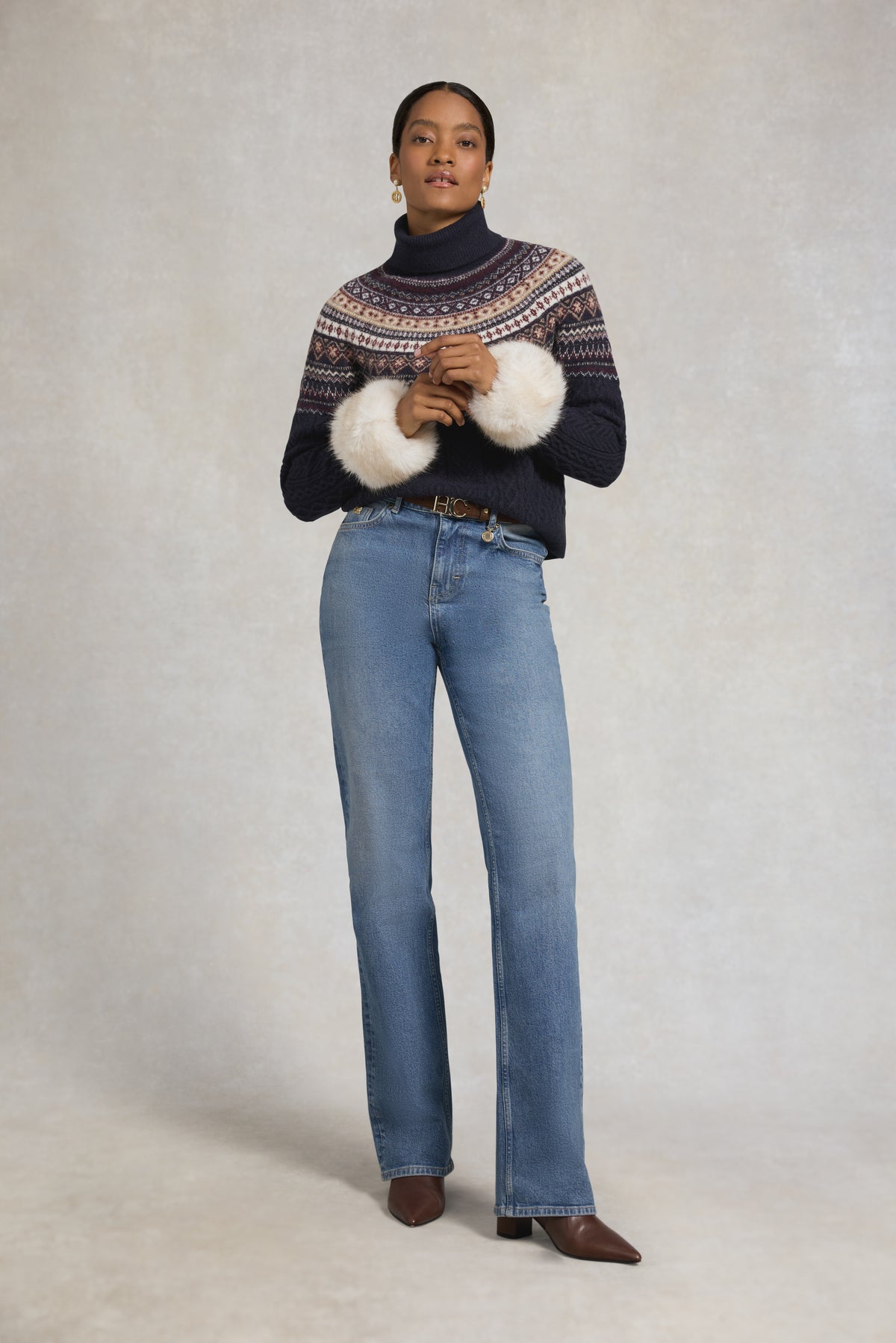 An image of the Holland Cooper Rebecca Roll Neck Knit