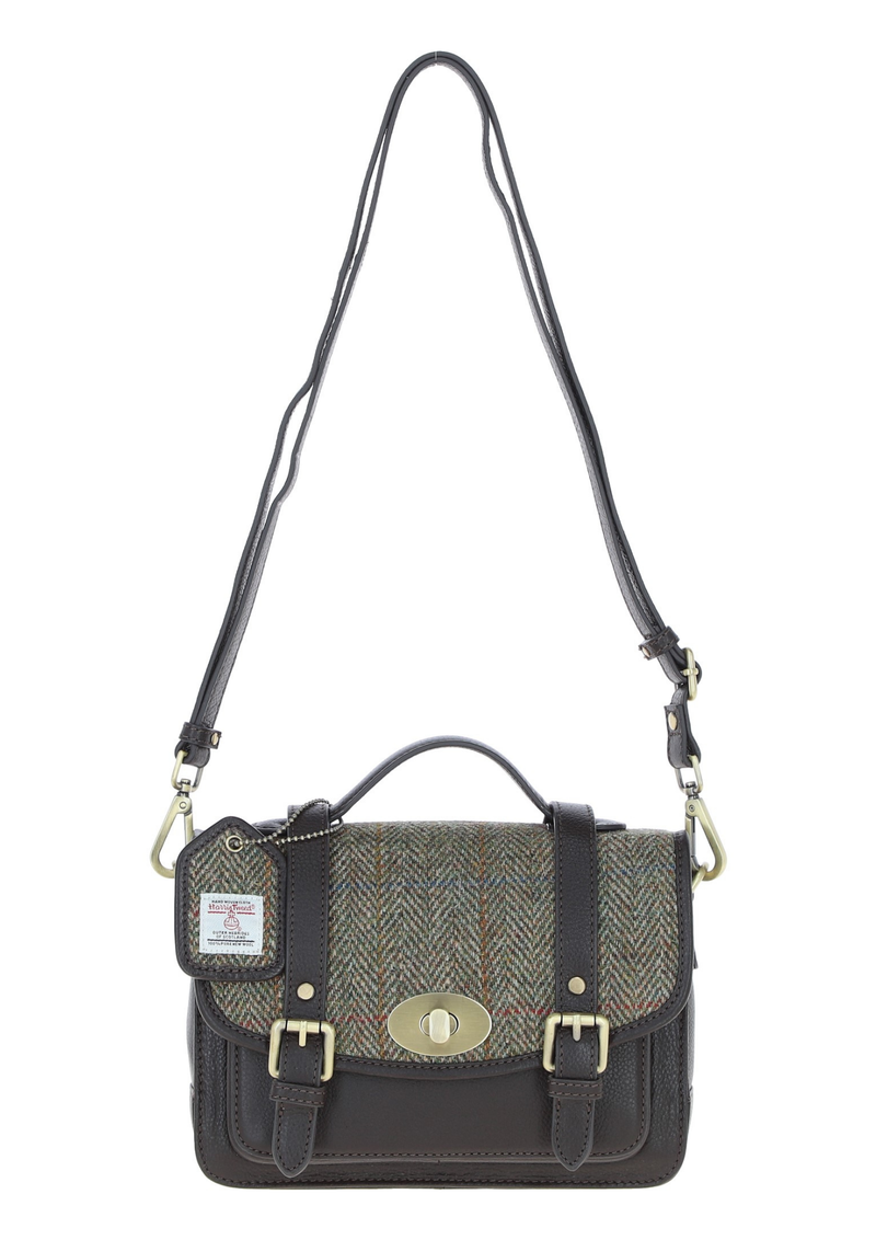 An image of the Ashwood Leather Ashwood Leather x Harris Tweed Medium Satchel Bag with Twist Lock