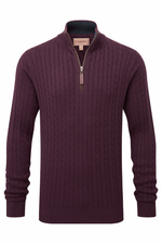 An image of the Schoffel Calton Cotton Cashmere Cable 1/4 Zip Jumper