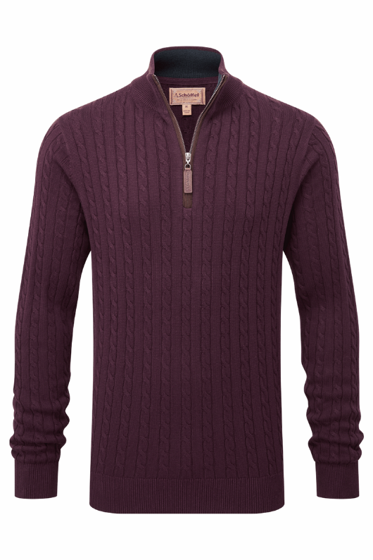 An image of the Schoffel Calton Cotton Cashmere Cable 1/4 Zip Jumper