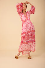 An image of the Hale Bob Silk Maxi V-Neck Dress