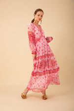An image of the Hale Bob Silk Maxi V-Neck Dress
