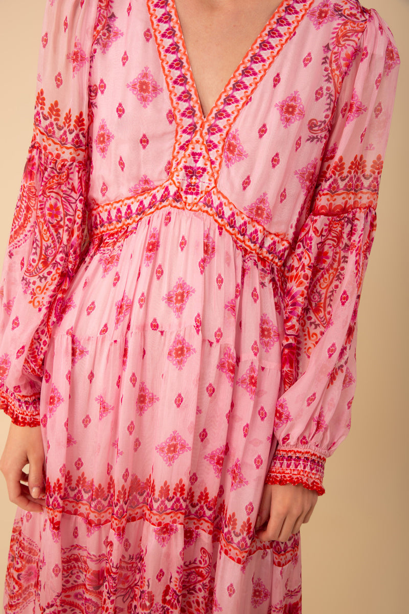 An image of the Hale Bob Silk Maxi V-Neck Dress