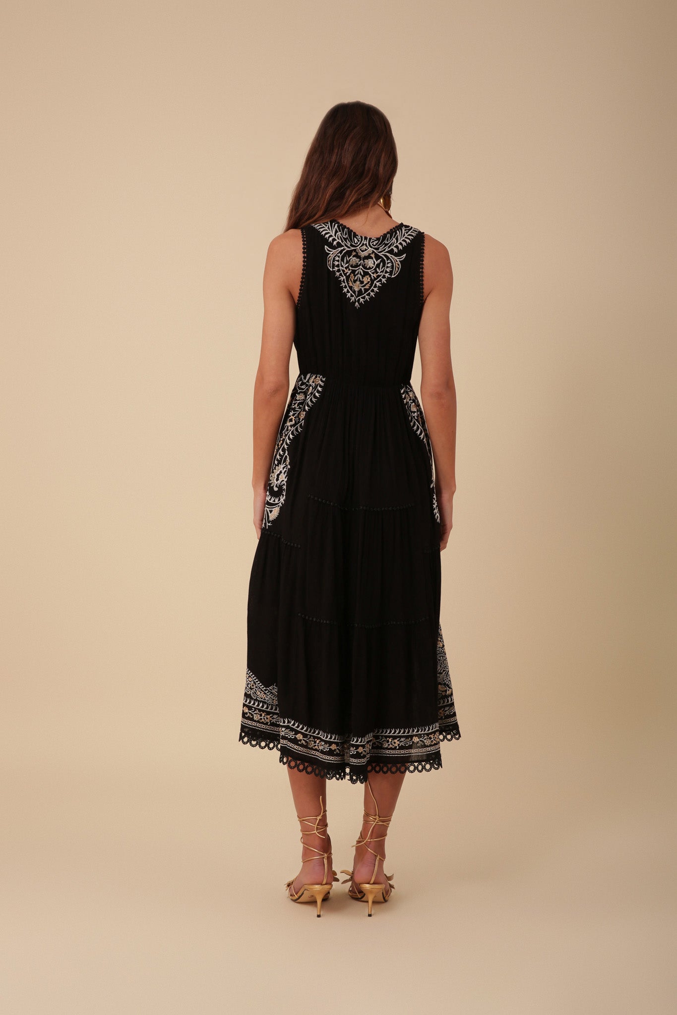 An image of the Hale Bob Sleeveless Embroidery Dress