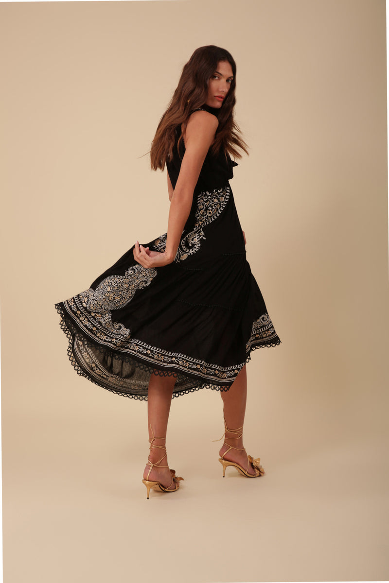 An image of the Hale Bob Sleeveless Embroidery Dress