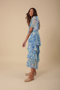 An image of the Hale Bob Ruffle V-Neck Dress