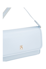 An image of the Tommy Hilfiger Monotype Flap Small Shoulder Bag in the colour Breezy Blue.