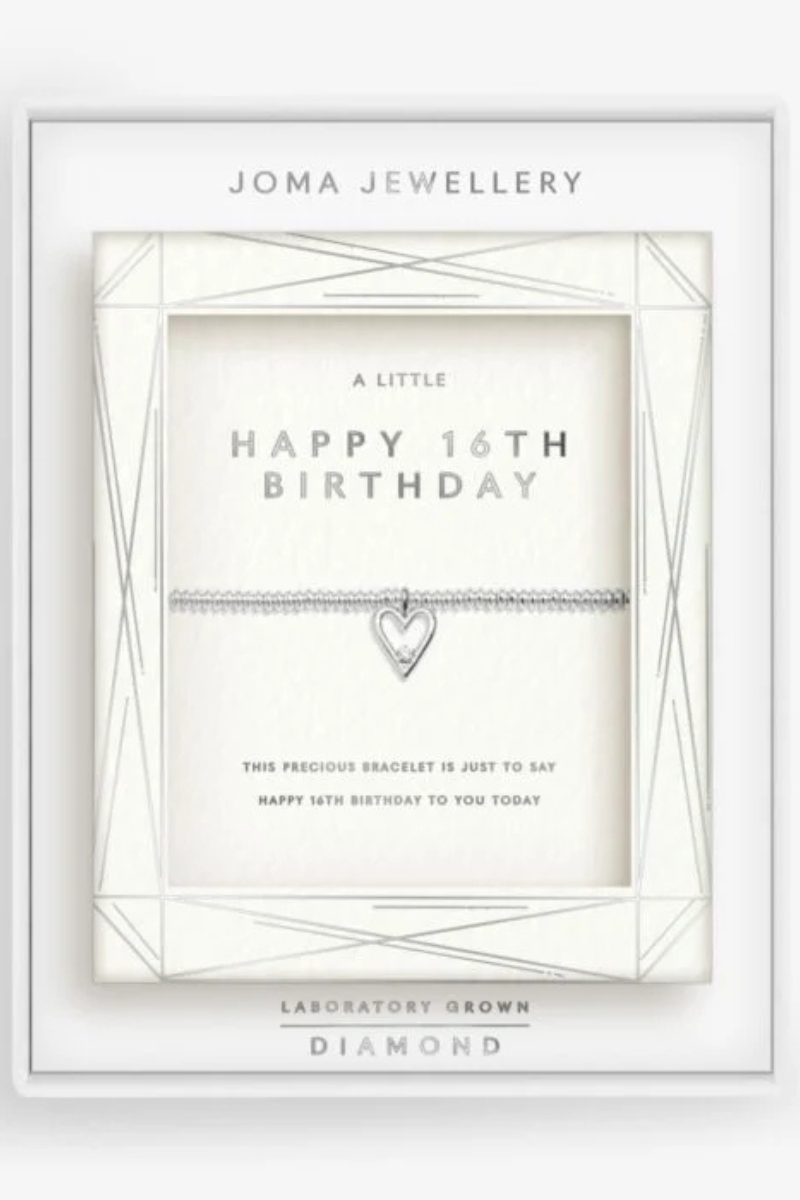 An image of the Joma Jewellery Laboratory Grown Diamond A Little 'Happy 16th Birthday' Bracelet