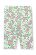 Kite Pedal Pusher. A pair of stretch fabric pedal pushers with green and pink floral print.