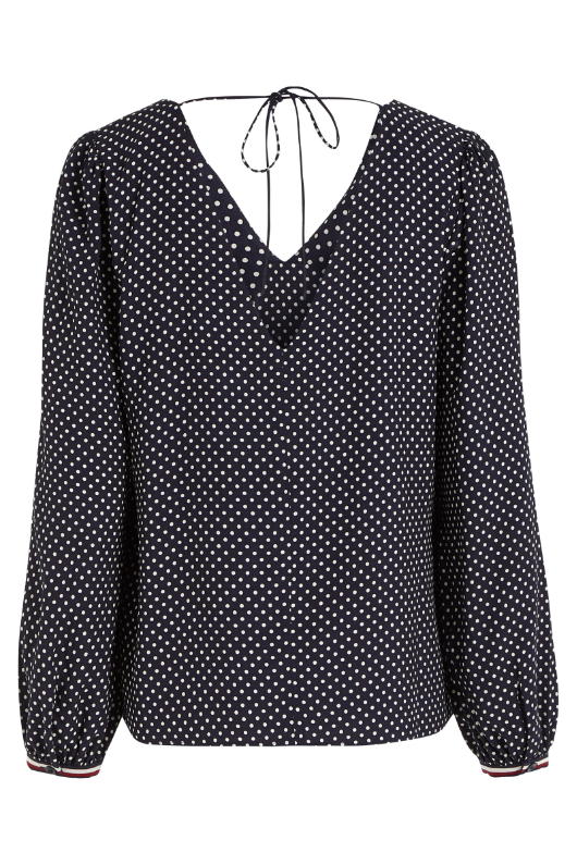 An image of the Tommy Hilfiger Polka Dot V Blouse