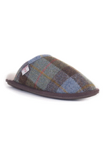An image of the Bedroom Athletics William Harris Tweed Slippers in the colour Chocolate Green Check.