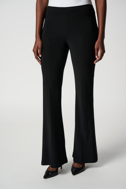 An image of a female model wearing the Joseph Ribkoff Flared Leg Trouser in the colour Black.