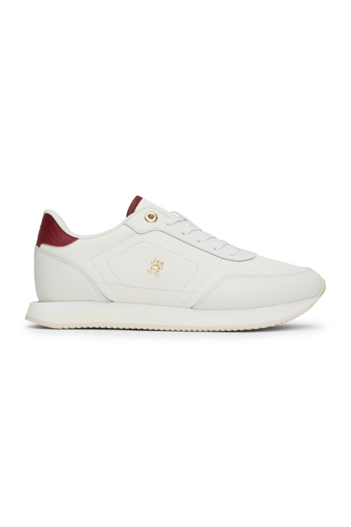 An image of the Tommy Hilfiger Essential Mixed Texture Panel Trainers in the colour Ancient White.