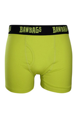 An image of one of the Bawbags Bright Baws Boxers in the colour Green.