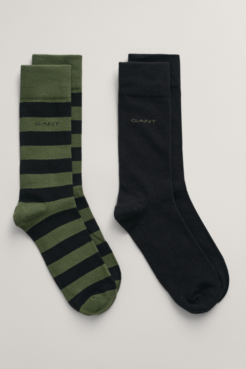Barstripe & Solid Socks 2 Pack