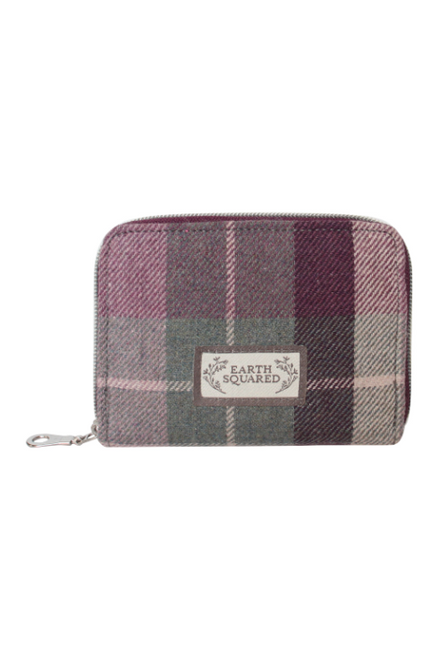 Earth Squared Tweed Wallet. A small wallet with zip closure and tweed design in the style Aberlady.