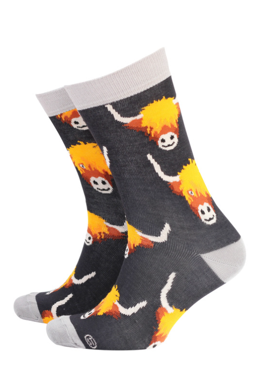 An image of the Smiling Faces Highland Cow Sock