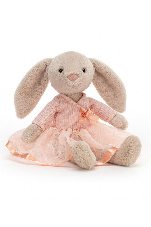 Jellycat Lottie Bunny Ballet. A cute bunny soft toy wearing a pink ballet outfit with tutu. 