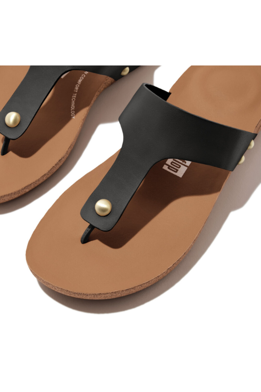 An image of the Fitflop iQushion Leather Toe Post Sandal