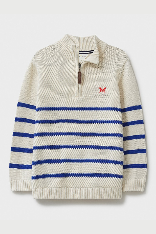 An image of the Crew Clothing Stripe 1/2 Zip Knit Jumper