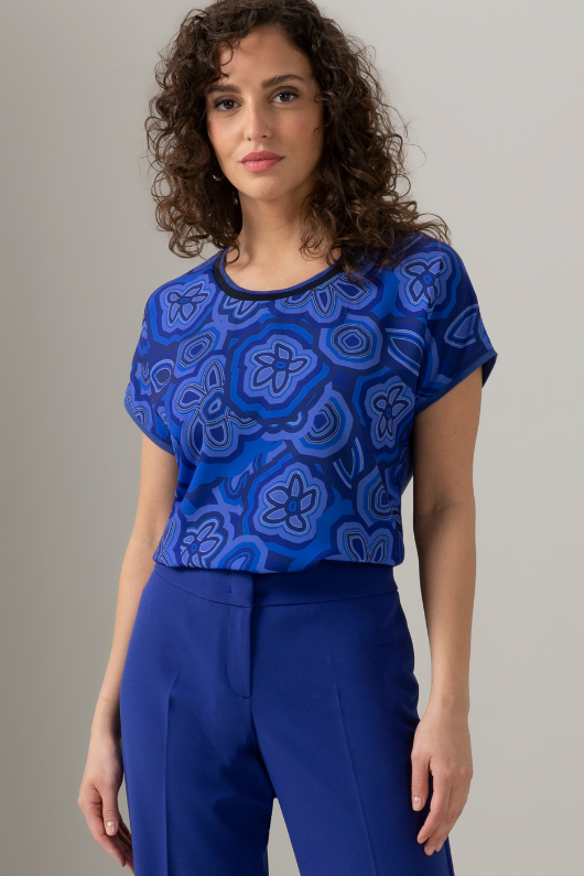 An image of the Bianca Julie Cap Sleeve Patterned Top