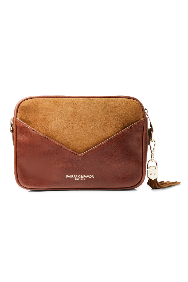 An image of the Fairfax & Favor Fairfax & Favor Finsbury Cross Body Bag Tan Suede