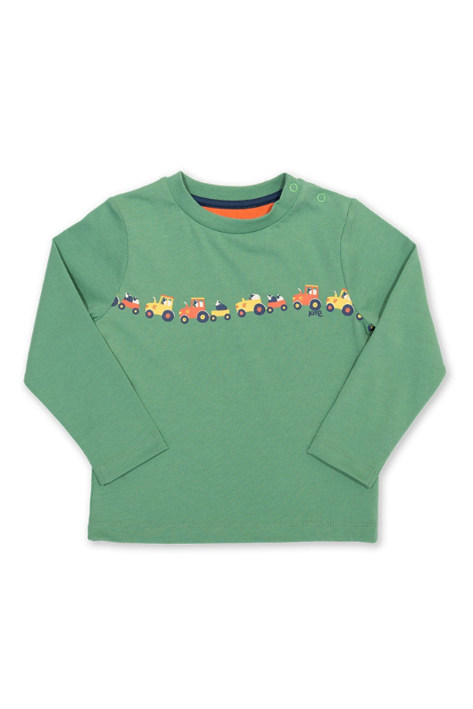 Kite T-Shirt. A kids T-shirt made from organic cotton. This tee features a tractor print and has long sleeves and a round neck.