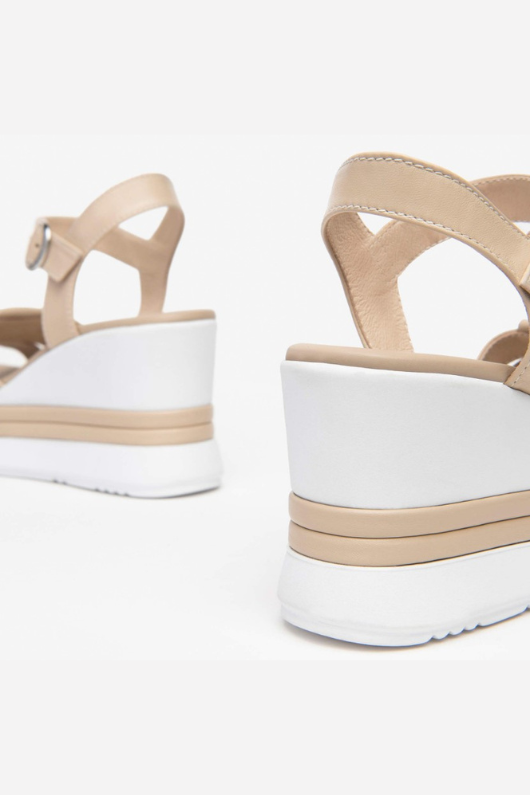 An image of the Nero Giardini Leather Wedged Sandals
