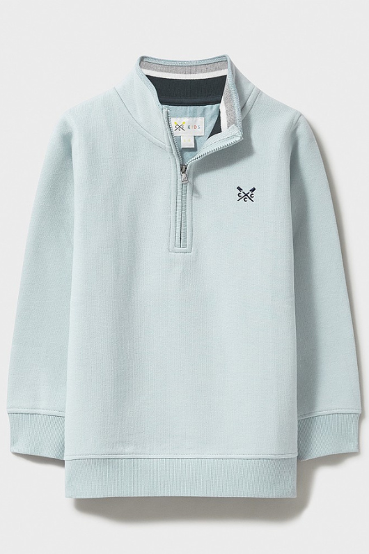 An image of the Crew Clothing Mini Me 1/2 Zip Sweatshirt in the colour Light Blue.