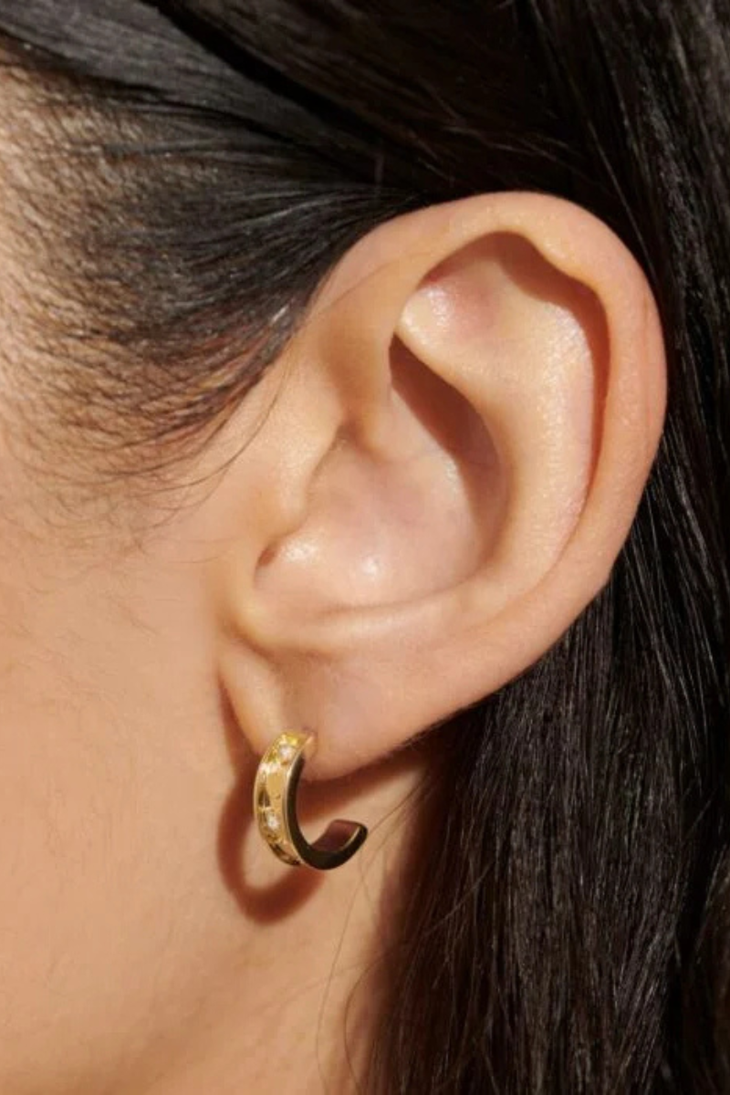 An image of the Joma Jewellery Style Stories Barrel Hoop Earrings