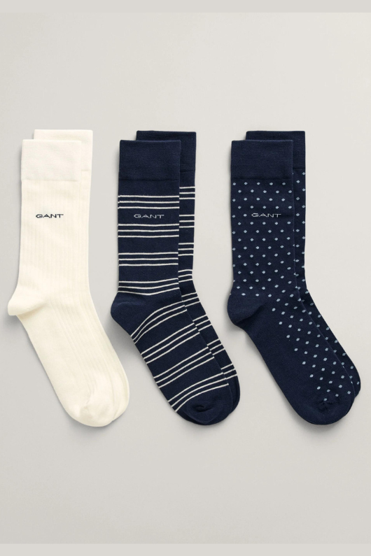 An image of the Gant Stripe Dot Rib Socks 3 Pack