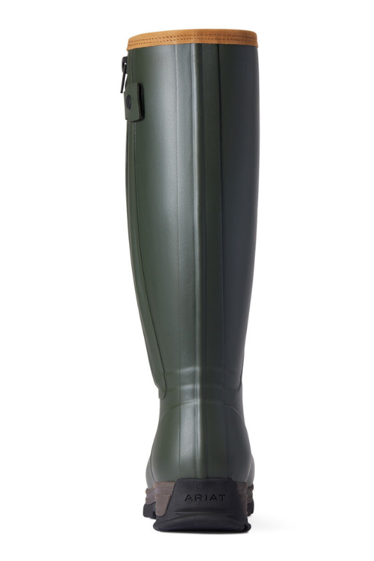 An image of the Ariat Burford Insulated Zip Rubber Boot in the colour Olive.