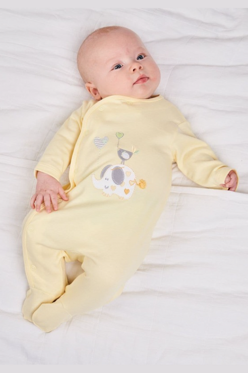 An image of the Dandelion Elephant Cotton Sleepsuit
