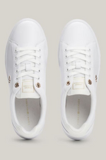 An image of the Tommy Hilfiger Elevated Leather Court Trainers in the colour White.