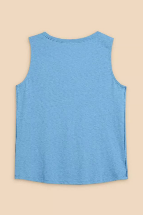 An image of the White Stuff Laila Cotton Vest in the colour Mid Blue.