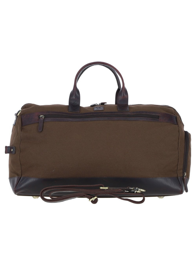 An image of the Ashwood Leather Canvas Leather Holdall Bag