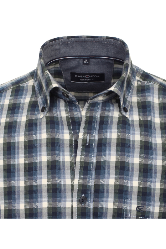 Casa Moda Long Sleeve Check Shirt. A casual fit shirt with long sleeves, Kent collar, button fastening, and all over check pattern.