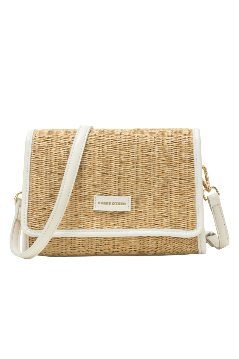 An image of the Every Other Straw Flap Over Cross Body Bag
